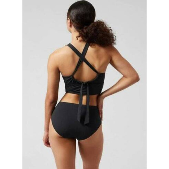 NWT Athleta Small A-C Black Plunge Bikini Top Classic Swim Sporty Wireless $59 - Picture 2 of 5
